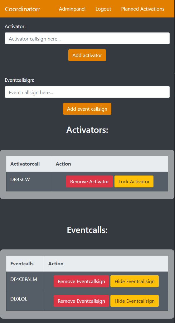 Coordinatorr admin panel