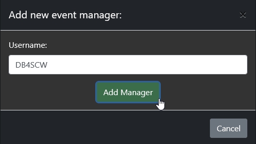 Event Manager creation dialogue