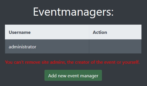 Event data Edit Event Managers