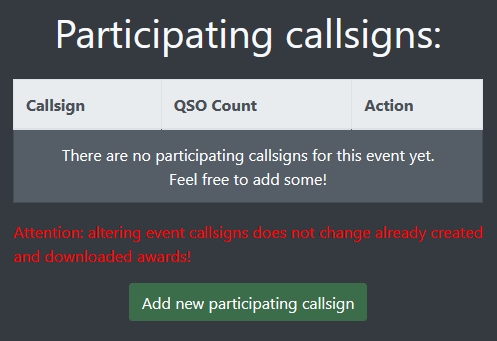 Event data edit participating callsigns