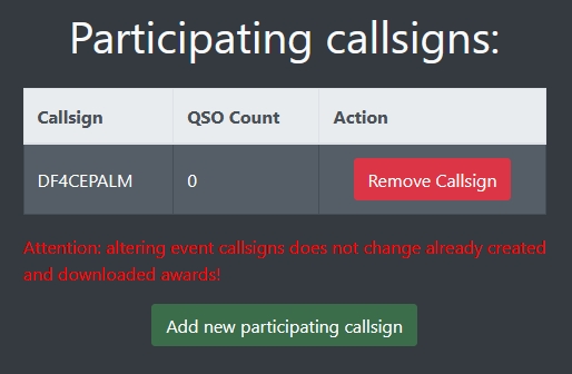 Event data edit participating callsigns added