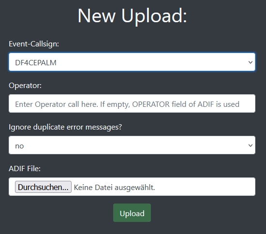 Log Upload form